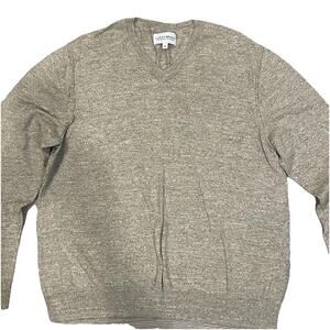 Lucky Brand Sweater Mens XL Neutral V Neck Knit Casual Preppy Lightweight